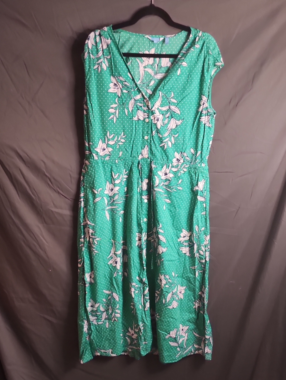 Draper James Teal Floral Button-Front Midi Dress Large